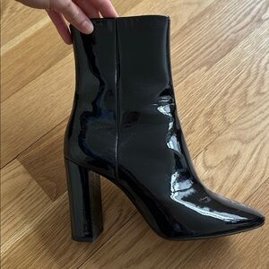 Saint Laurent Glossy Black Ankle Boots